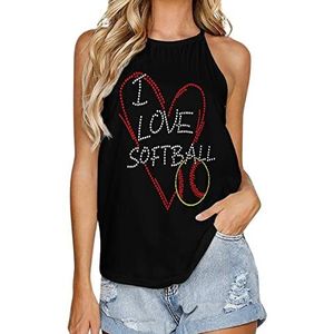 I Love Softball dames tanktop zomer mouwloze T-shirts halter casual vest blouse print T-shirt 5XL