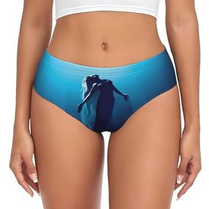yagDAA Blauw Zeemeermin Print Dames Ondergoed Zachte Elastische Bikini Slips Knickers Dames Hipster Slipje Onderbroek, Zwart, XXL