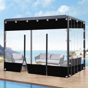 Outdoor Transparante Gordijnen,Met Zeilringen En Ritsen,Pvc Waterdicht Dekzeil Zijpanelen,100% Waterdicht & Uv-Bestendig,Scheidingsgordijnen Voor Pergola,Terras,Veranda,LxW-2.8x2.2m/9.2x7.2ft