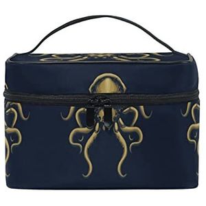 Octopus Golden Animal Art Cosmetic Bag Organizer Rits Make-up Tassen Pouch Toilettas voor Meisje Vrouwen