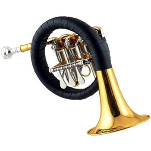 Franse Hoorn Voor Beginners Messing Lak Goud Bb Platte Toetsen Lederen Handguard Mini Hoorninstrument Met Accessoires
