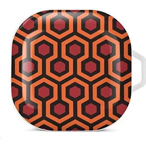 Glanzend tapijt patroon oordopjes hoesje compatibel met Samsung hard shell beschermhoes wit stijl