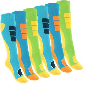 Footstar Outdoor kniekousen voor kinderen, 6 paar, kleurrijke kousen met thermo-effect, geel, 31-34