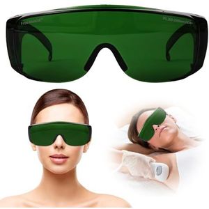 FreeMascot IPL 200nm-2000nm laser oogbescherming bril voor looien, laser ontharing, rood licht therapie (groen)