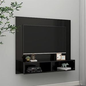 DIGBYS Wandkast TV Hoogglans Zwart 102x23.5x90 cm Engineered Wood