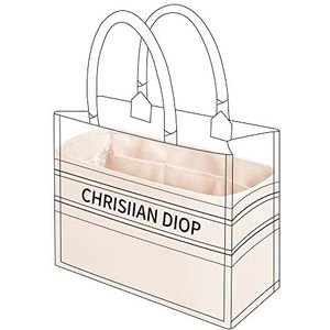 DGAZ Inzetstuk van zijden draagtas, geschikt voor Dior Book Tote Mini/S/M/L, luxe handtas en draagtasvorm (medium, Craie)