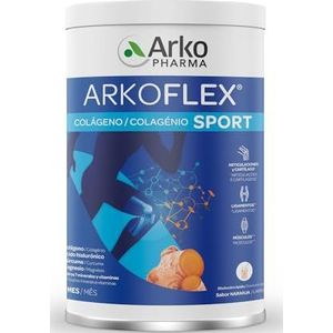 Arkopharma Arkoflex Sportcollageen, gehydrolyseerd collageen, sinaasappelsmaak, doos met 390 g, gewrichten, botten en spieren, hyaluronzuur, magnesium, mangaan, kurkuma en vitamines