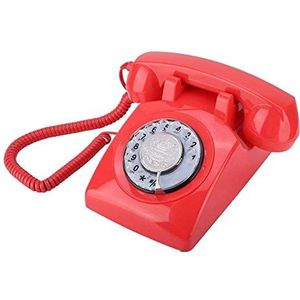 Moderne vaste telefoon Vaste lijn met retro draaiknop Klassieke ABS-telefoon, rood