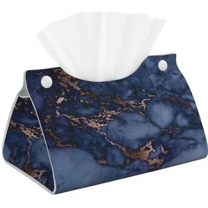 Marineblauw & Faux Koper Marmer Patroon, Lange Tissue Box Cover Tissue Box Houder Tissue Dispenser Tissue Houder