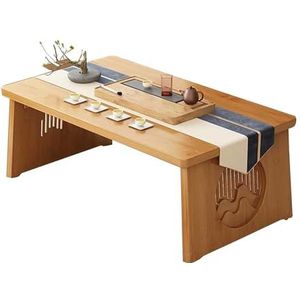 Rechthoekige salontafel massief houten lage tafel 60cm,70cm,80cm bijzettafel Premium Japanse meditatietafel Opvouwbare theetafel
