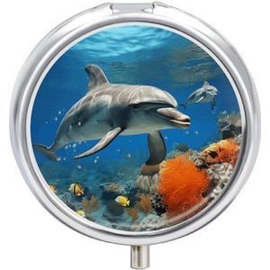 Dolphins Blue - Pillendoos - Klein - 3 Compartimenten - Draagbaar