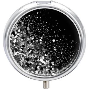 Zwart Wit Glitter Pil Doos Pil Case Pil Organizer Geneeskunde Pil Organizer Wekelijkse Pil Organizer Pil Houder Kleine Pil Case Pil Containers Pil Houder voor Portemonnee