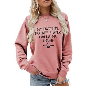 MLZHAN Vrouwen Hockey Sport Sweatshirts Mijn Favoriete Hockeyspeler Calls Me Mom Shirt Moederdag Casual Mama Sweatshirt, Roségoud, S