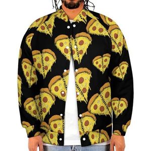 Pizza Hart Grappige Mannen Baseball Jacket Gedrukt Jas Zachte Sweatshirt Voor Lente Herfst