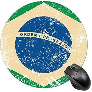 Brazilië Retro Vlag Ronde Antislip Muismat Grappige Bureau Mat Rubber Laptop Schrijven Mat Voor Gamer Kantoor Thuis