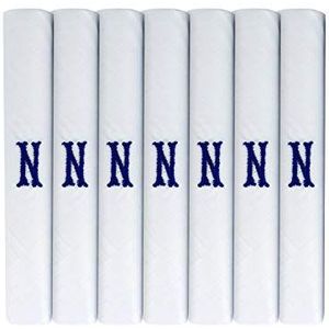 Dudu N Girlie Heren/Heren Witte Satijn Gegrenzde Zakdoeken met & Blauwe Geborduurde Initialen, N, One Size