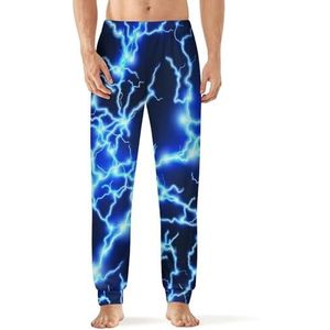 Blue Lightning Heren Pyjama Broek Zachte Lange Pjs Bottoms Elastische Nachtkleding Broek 3XL