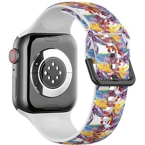 Zachte sportband compatibel met Apple Watch 38/40/41mm (paars-rood aquatisch onderwater natuur) siliconen armband accessoire voor iWatch
