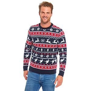 U LOOK UGLY TODAY Lelijke kersttrui voor heren, grappige nieuwigheid gebreide trui met klassieke rendier Fair Isle trui, Voel het Fair Isle-rood, 3XL