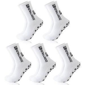 Wydexint Voetbalsokken, voetbalsokken, sportsokken, antislip, uniseks sokken voor voetbal, wit, M