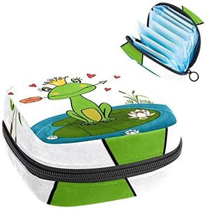 Periode Pouch Draagbare Tampon Opbergtas,Tampon Houder voor Portemonnee Vrouwelijke Product Organizer,Kikker Princess, Meerkleurig, 4.7x6.6x6.6 in/12x17x17 cm