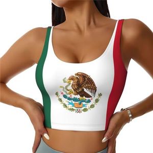Vlag van Mexico Print Comfortabel Vrouwen Sport Vest Yoga Workout Vest voor Vrouwen Lichtgewicht Zomer, Zwart, S