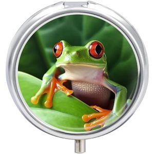 Leuke Kikker Pil Doos Mini Pil Case Pocket Pil Case voor Mannen Reizen Pillendoos Leuke Pil Organizer 3 Compartiment Geneeskunde Pil Organizer Pil Container Pil Houder