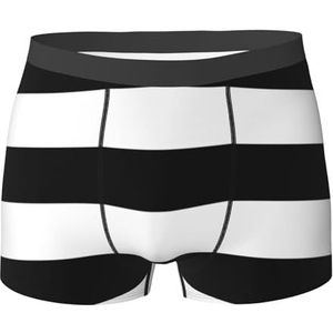 ZJYAGZX Strepen Zwart Wit Print Heren Boxer Slips Trunks Ondergoed, Zachte Comfortabele Bamboe Viscose Ondergoed Trunks, Zwart, L