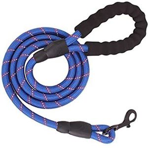 Reflecterend touw Duurzaam Grote Hondenriem Wandelen Halsband Versterken Tractieharnas Ronde Nylon Hondenriem-blauw, 200cm