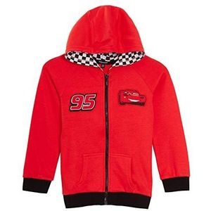 Disney Cars Hoodie Jongens Hooded Jas Lightning McQueen Hoodie met volledige rits en capuchon voor kinderen trui sweatshirt, Rood, 3-4 jaar