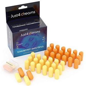 Noise Cancelling Oor Pluggen van Just4Dreams – 21 paar Pak Schuim Oor Pluggen Voor Slapen – Geluids Reducerend & Gehoor Bescherming – Comfortabel en Gebruiks-Vriendelijk – Ideaal voor Slaap, Studie, Werk en Reizen