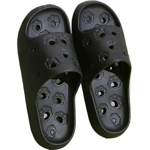UBOHUZ Badkamer Slippers Vrouwen Gat Sneldrogende Antislip Douche Slides Vrouw Zomer Licht Zachte EVA Thuis Slippers Voor Badkamer, Zwembad, Zwart, 42-43