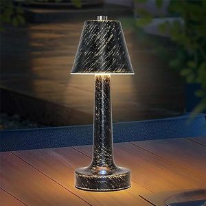Oplaadbare LED-tafellamp, Vintage draadloze tafellamp met batterij, touch-dimbaar, voor restaurant, bar, binnen en buiten, eettafel, bruin bronzen, warm licht