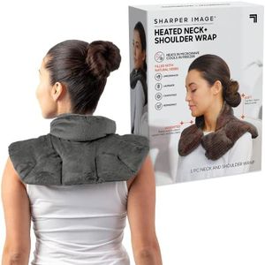 Sharper Image Verwarmde nek- en schouderwrap - magnetronbestendige warme en verkoelende pluche pad, geurende aromatherapie (100% natuurlijke lavendel- en kruidenspa-mengsel), pijnspanning en