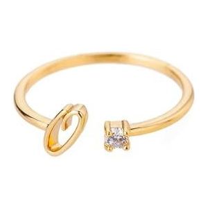 A-Z Initiaal Ringen voor Vrouwen Open Verstelbare Roestvrij Staal Trouwring Trend Gouden Kleur Paar Sieraden Accessoires -7-O-verzilverd