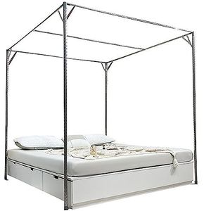 Hemelbed Frames Post, 4 Hoeken RVS Bed Klamboe Frame Beugel, voor Slaapkamer Decor, Hemelbed Frame Full Size (Zilver),1.8 * 2m