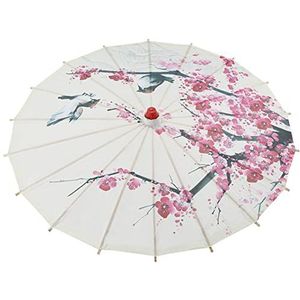 Paraplu van geolied papier, 23,6-inch klein formaat handgemaakte Chinese kunst Klassieke dansparaplu Pruimenbloesems voor feesten Fotografie Kostuums Cosplay-decoratie