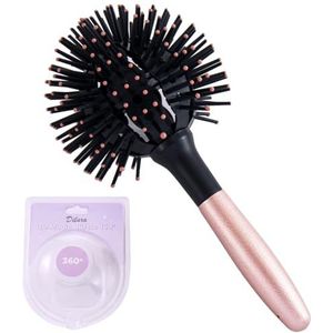 3D-kogelborstel, 360° ronde borstel voor volumineuze golven, krullen en strandgolven, ideaal voor het föhnen, draaien en stylen van het haar, bomb ball curl borstel