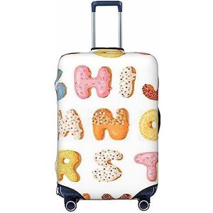 EVANEM Reizen Bagage Cover Dubbelzijdige Koffer Cover Voor Man Vrouw Roze Woord Cartoon Donut Wasbare Koffer Protector Bagage Protector Voor Reizen Volwassen, Zwart, Medium