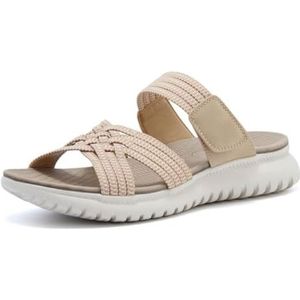 WDUDSUDUW Sandalen voor dames, zomer, comfortabele schoenen, casual outdoor, wandelsandalen, instappers, platte slippers,Khaki,40.5 EU