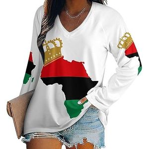 Pan African Pride vrouwen Casual Lange Mouw T-shirts V-hals Gedrukt Grafische Blouses Tee Tops 3XL