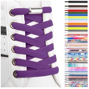 SULPO Elastische rubberen veters zonder strikken, plat, met draaisluiting, lila, Eén Maat