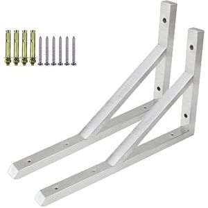 Zilver - RVS Plankbeugels - Zware Metalen L Vorm - Plankdragers - 2 Stuks - 350 × 222 mm