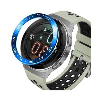 GIOPUEY Bezel Ring Compatibel met HUAWEI Watch GT2E, Bezel Styling Ring Beschermhoes, Aluminiumlegering Metalen Beschermende Horloge Ring - A-Blauw