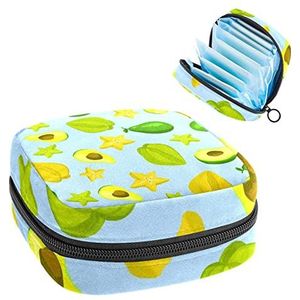 Tropische vruchten Patroon,Periode Pouch Draagbaar,Tampon Opbergtas,Tampon Houder voor Portemonnee Vrouwelijke Product Organizer, Meerkleurig, 4.7x6.6x6.6 in/12x17x17 cm