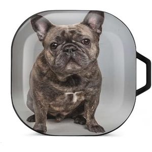 Franse Bulldog portret oordopjes hoesje compatibel met Samsung hard shell beschermhoes zwart-stijl