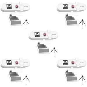 Mealoodiousmusea 5 set Computer Webcam Auto-focusing HD USB Online Verstelbare PC Camera met Microfoon Bedrade Vervanging Externe Web Cam Camcorder Wit 2 K