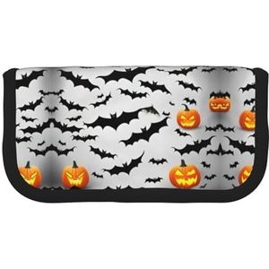 gopoo Halloween Flying Bats Leuke Canvas Potlood Pouch - Georganiseerde Opslag voor Reizen & Dagelijks Gebruik Etui, Make-up Pouch