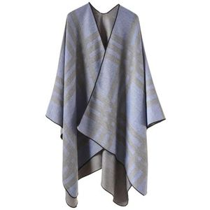 UBOHUZ Herfst Winter Grote Plaid Streep Patroon Imitatie Kasjmier Warm Casual Vrouwen Sjaal Poncho Capes Lady Jas Voor Lente Herfst Winter, Diep Rood, One size