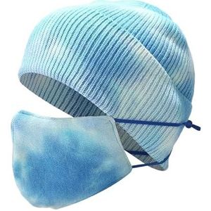 Koudebestendige tie-dye muts en maskerset for mannen en vrouwen - gebreide oorbescherming en gezichtsbedekking(6#Color)